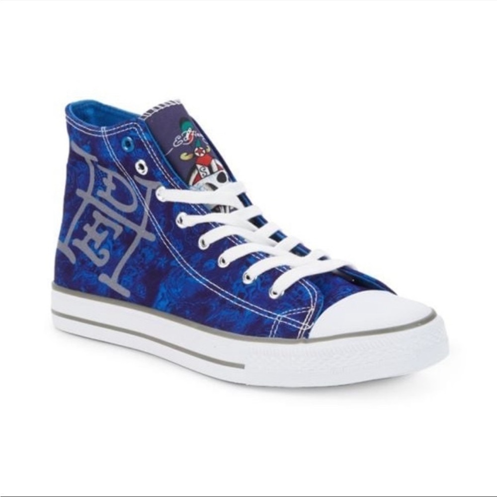 SALE!!! Final!!! Ed Hardy high top sneaker blue skull print size 11 - Picture 1 of 11